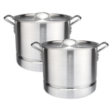 3 Piece Aluminum Stock Pot Set with Steamer - 24Qt, 32Qt, 40Qt