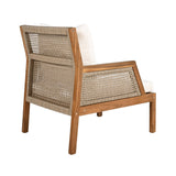 Acacia Wood Patio Furniture Club Chair Outdoor Wicker Armchair with Deep Seating and Soft Cushions