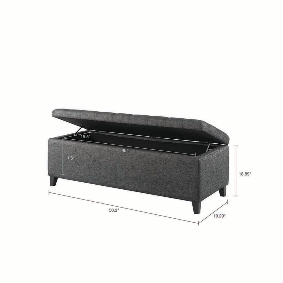Elegant Design Tufted Top, Soft Close Storage Bench