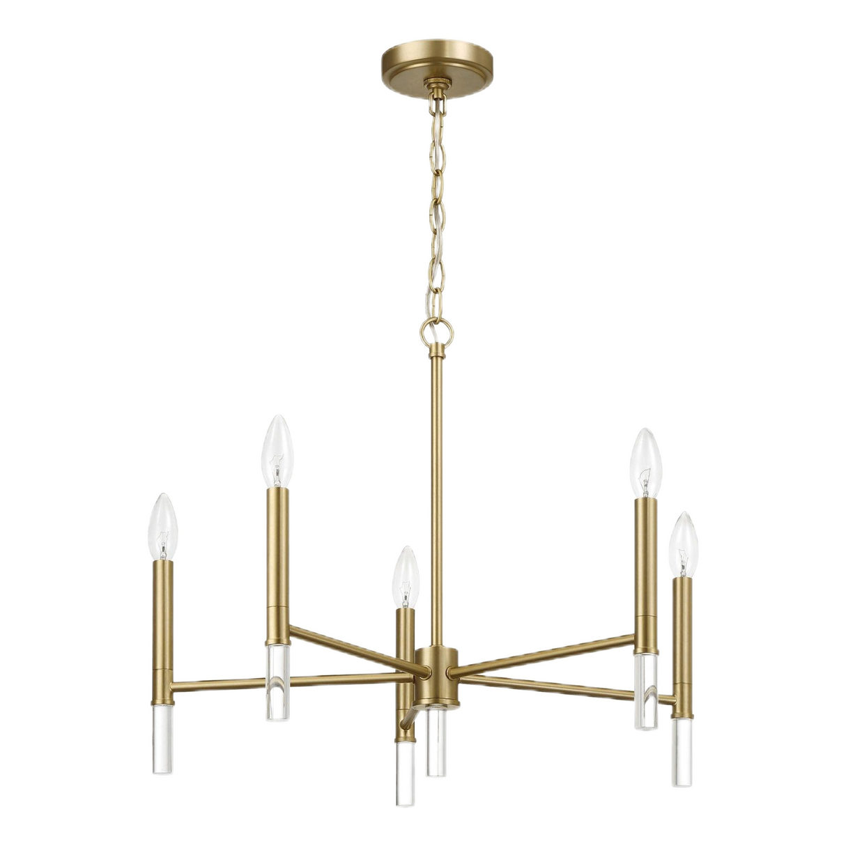 Courtyard Five Light Golden Brass Candle Light Chandelier