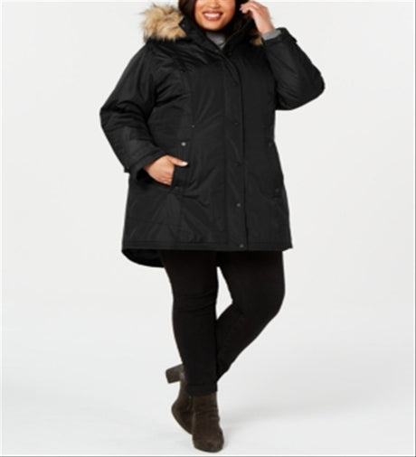 Madden Girl Juniors' Plus Size Hooded Faux-Fur-Trim Parka