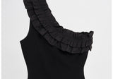 Zara Women's Black Ruffled Asymmetrical Bodysuit Size Medium