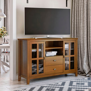 Handcrafted Tall TV Media Stand with Glass Doors and Storage - Multiple Colors