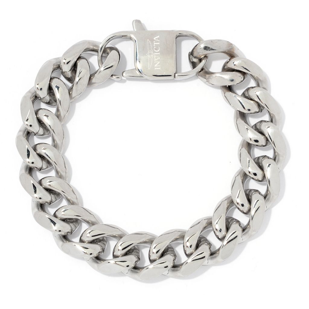 Invicta Jewelry Men's Stainless Steel Choice of Size Heavy Curb Link Bracelet