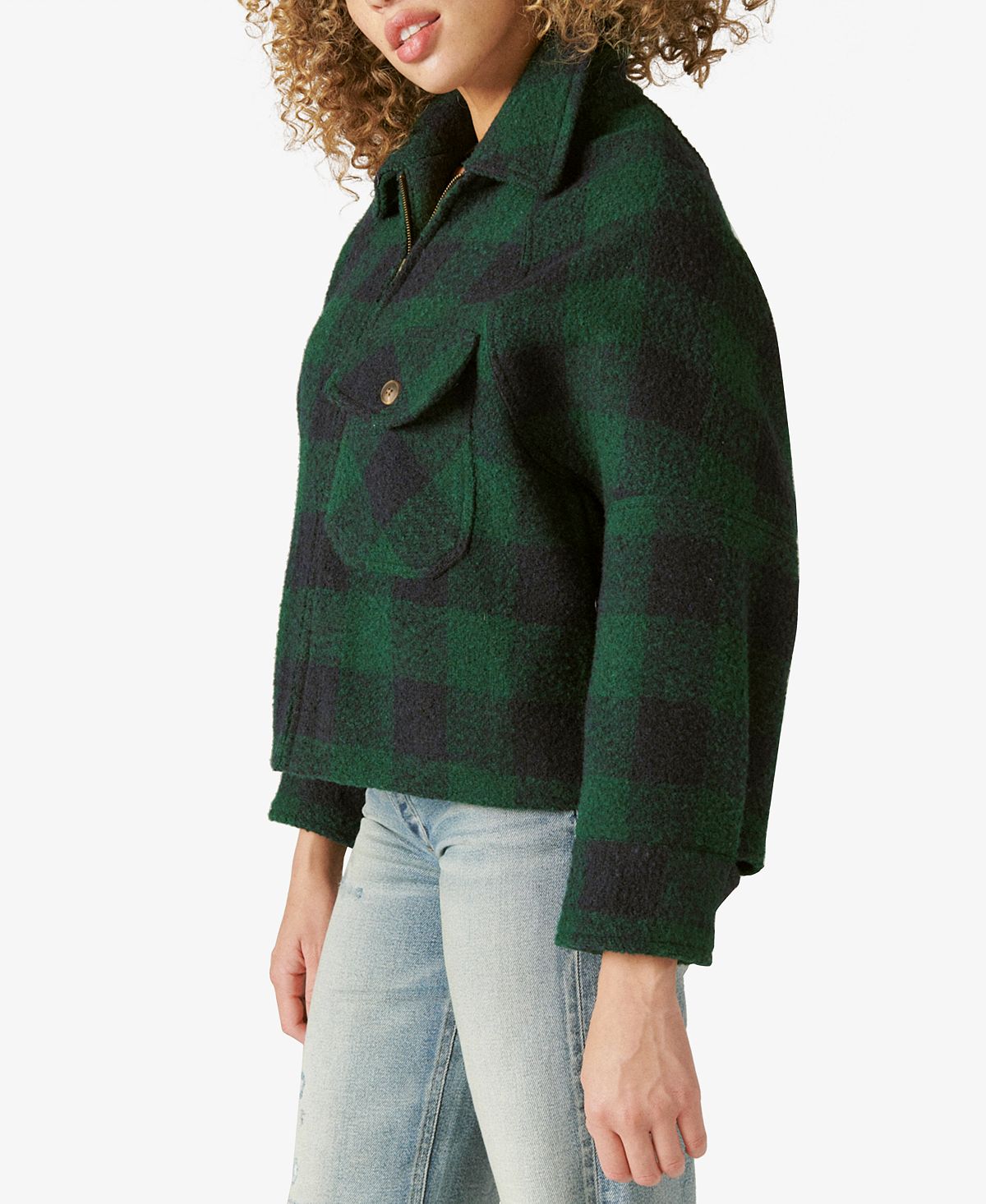 Lucky Brand Women's Plaid Jacket Green Size Large