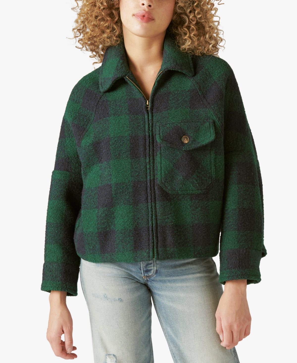 Lucky Brand Women's Plaid Jacket Green Size Large