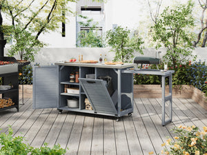 K&K 78.3' Outdoor Kitchen Island with Foldable Grill Table