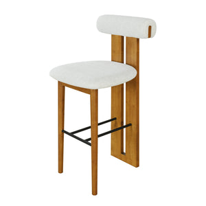 Renee Indoor Wooden Upholstered Barstool with Rubberwood Frame - Ivory or Walnut