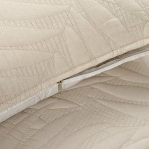 Isla Embroidered Leaf Reversible Cotton Quilt 3 Piece Set