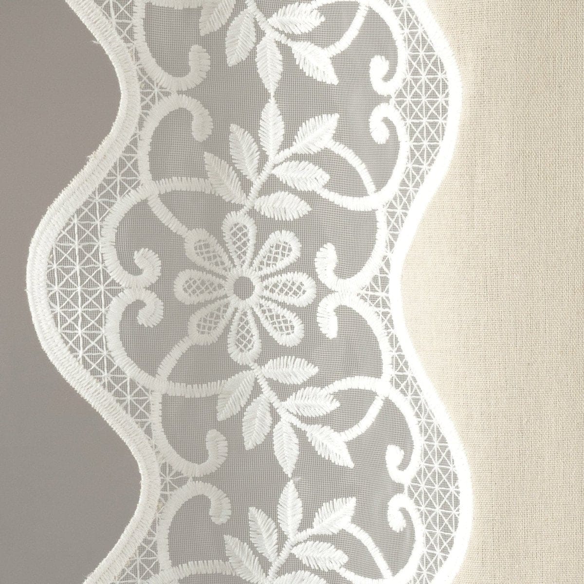 Scalloped Edge Lace Border Window Curtain Panel
