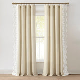 Scalloped Edge Lace Border Window Curtain Panel