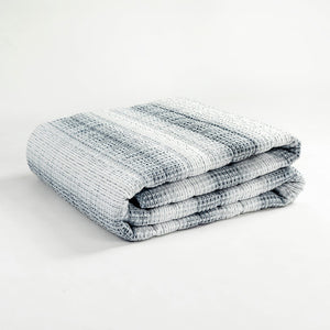 Yarn Dyed Textured Stripe Waffle Quilt 3 Piece Set