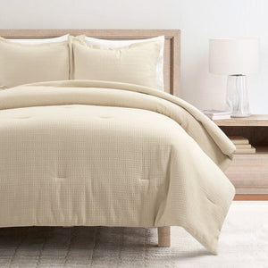 Haniya Solid Waffle Woven Cotton Textured Comforter Set