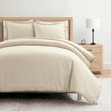 Hampton Double Flange Embroidered Contrast Edge Duvet Cover Set