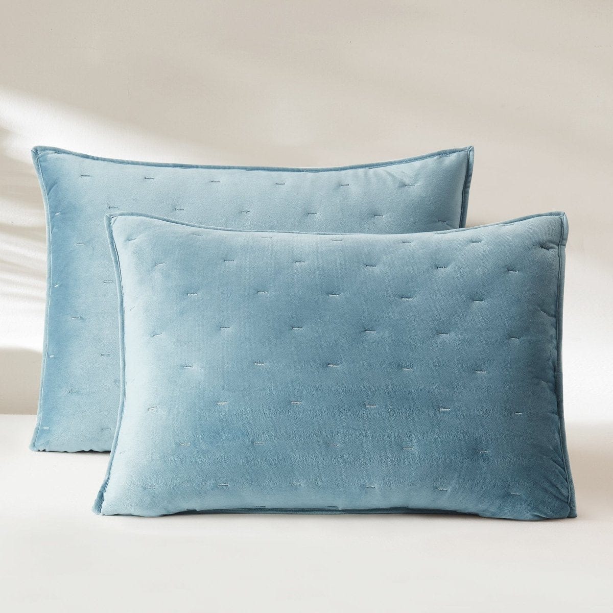 Haven Velvet Embroidered Stitch Cozy Super Soft Quilt 3 Piece Set