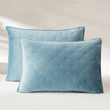 Haven Velvet Embroidered Stitch Cozy Super Soft Quilt 3 Piece Set