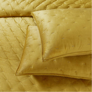 Haven Velvet Embroidered Stitch Cozy Super Soft Quilt 3 Piece Set