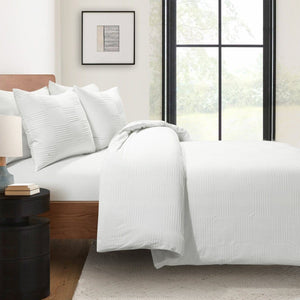 Sorano Chambray Textured Jacquard Cotton Duvet Cover 3 Piece Set