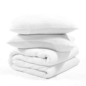 Sorano Chambray Textured Jacquard Cotton Duvet Cover 3 Piece Set