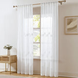 Milla Knitted Textured Sheer Window Curtain Panel Pair