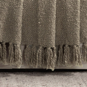 Tulum Boucle Textured Woven Fringed Throw Blanket