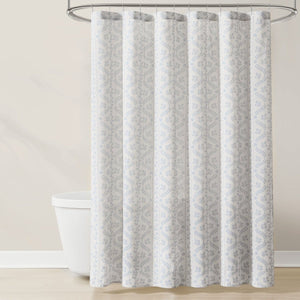 Doreen Delicate Floral Linen Textured Shower Curtain