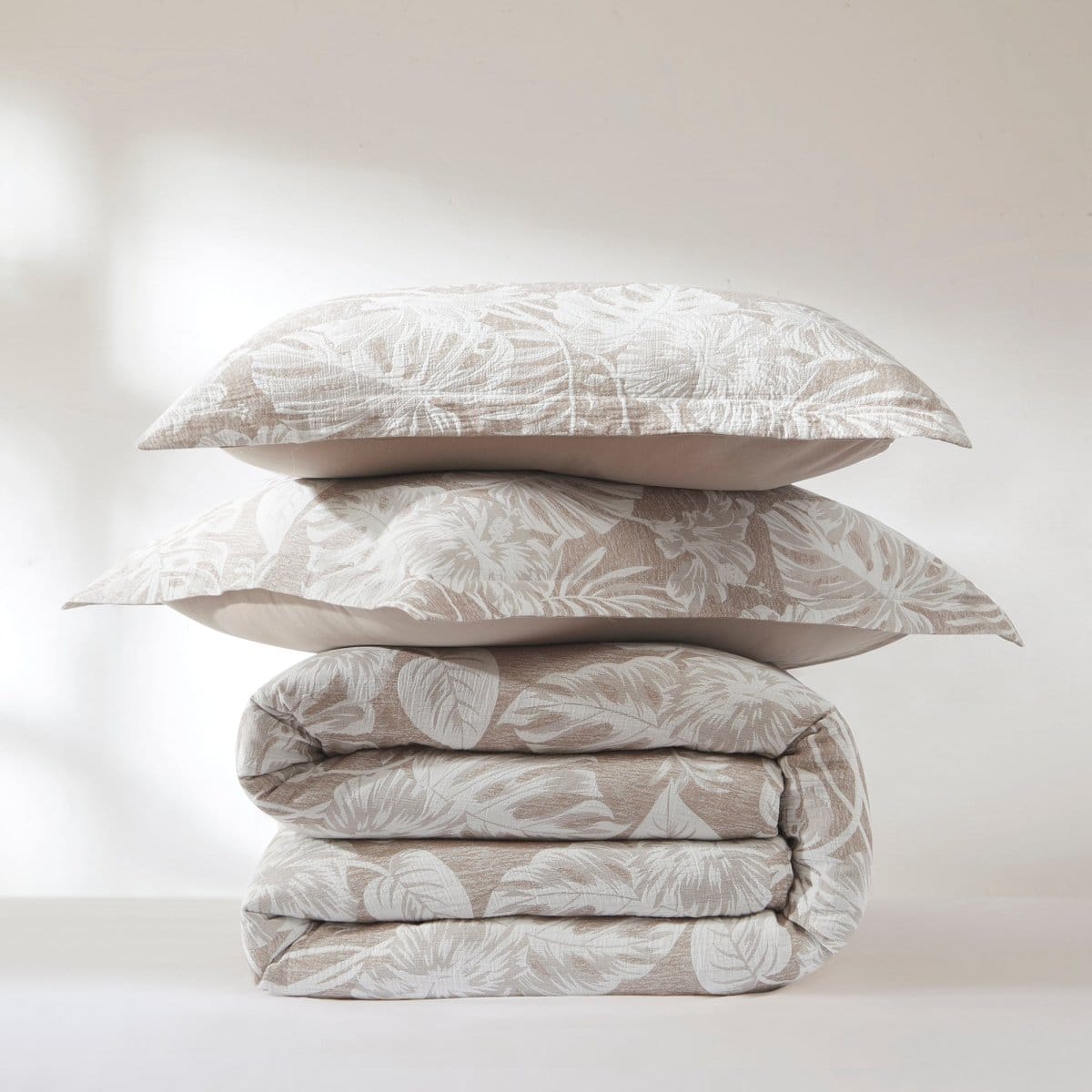 Bali Tropical Leaves Gauze Jacquard Duvet Cover Set