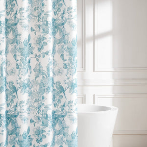 Bird And Hydrangea Toile Shower Curtain