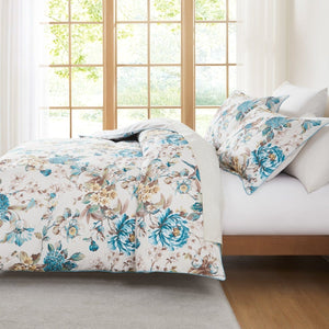 Bird And Hydrangea Reversible Cotton Duvet Cover Set