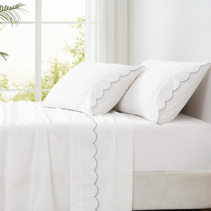 Coastal Chic Scalloped Edge Cotton Sheet Set