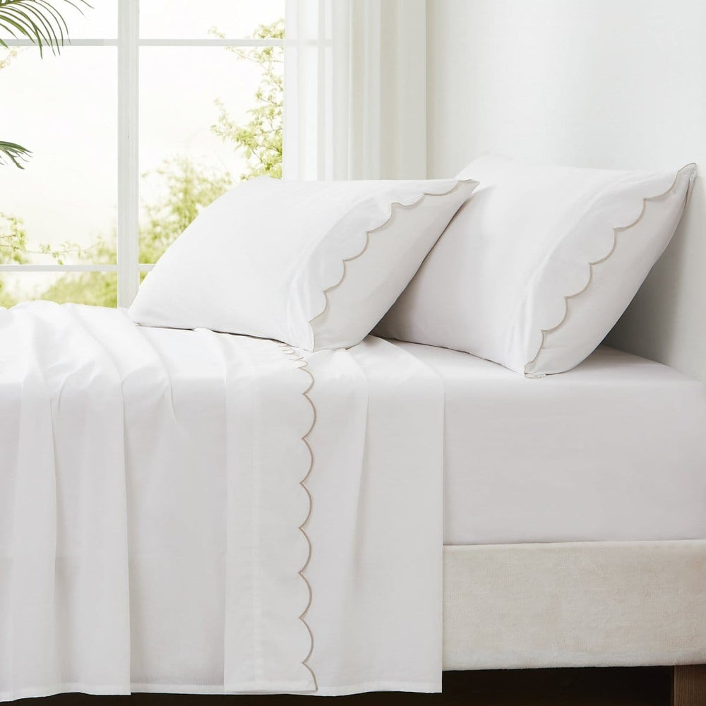 Coastal Chic Scalloped Edge Cotton Sheet Set