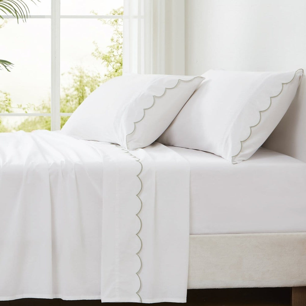 Coastal Chic Scalloped Edge Cotton Sheet Set