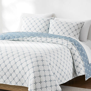 Diamond Leaf Jacquard Reversible Matelasse Coverlet Set