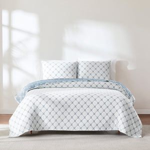 Diamond Leaf Jacquard Reversible Matelasse Coverlet Set