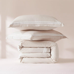 Doris Eyelet Inset Trim Cotton Duvet Cover Set