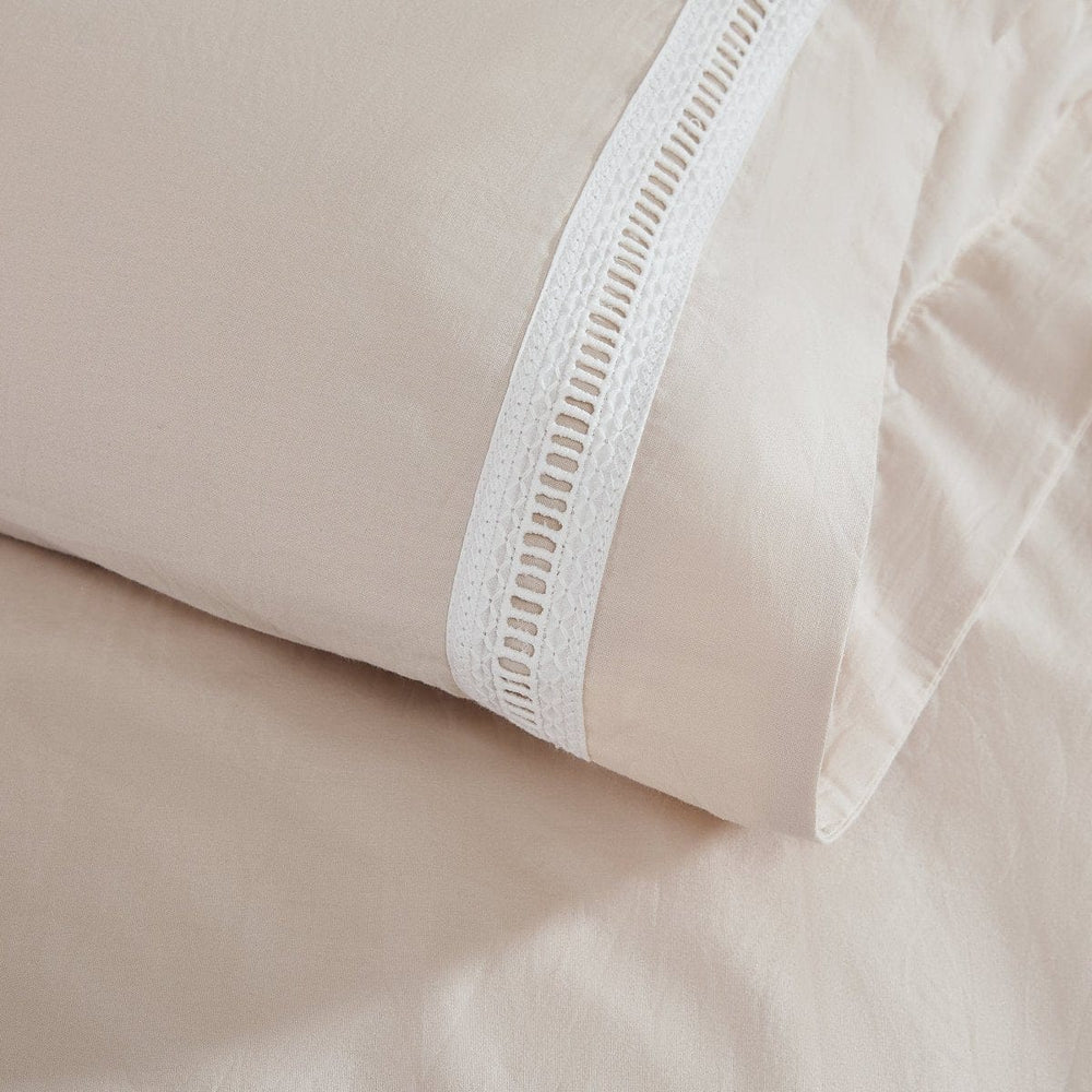 Doris Eyelet Inset Trim Cotton Duvet Cover Set