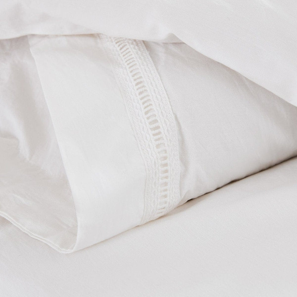 Doris Eyelet Inset Trim Cotton Duvet Cover Set