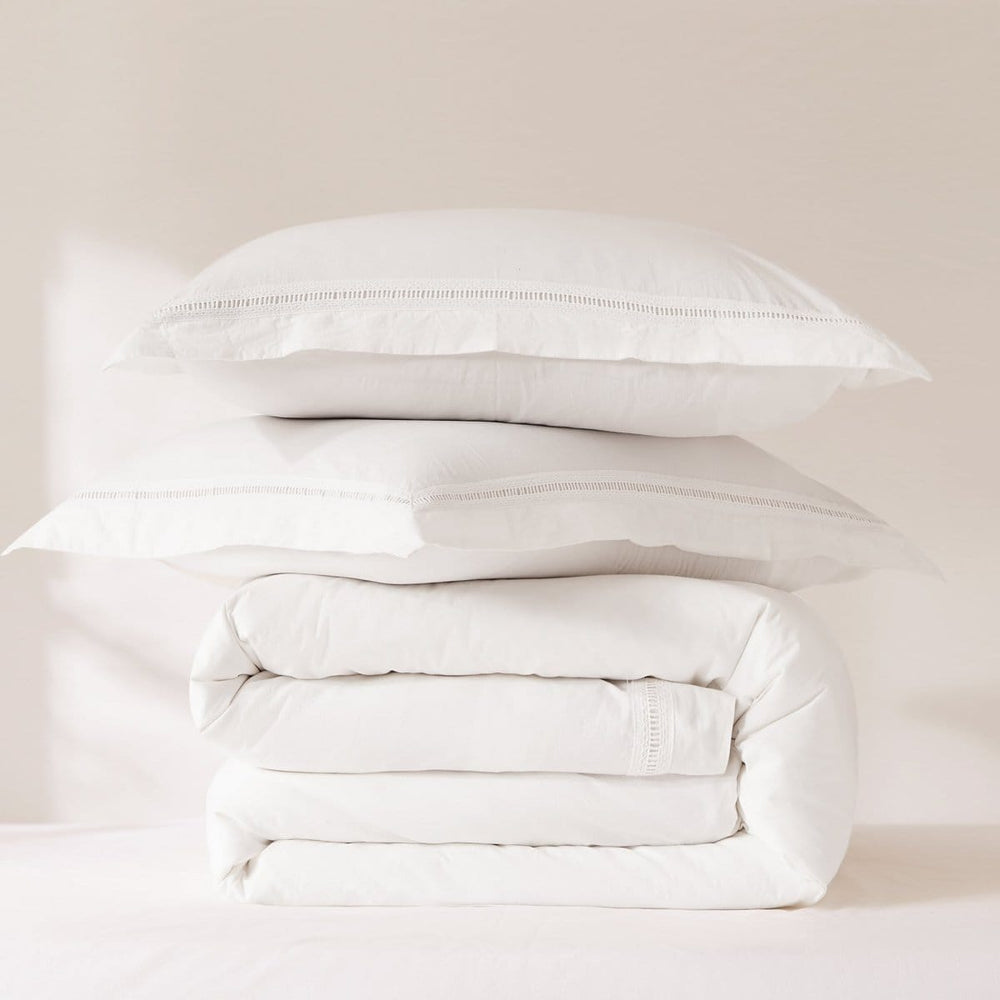 Doris Eyelet Inset Trim Cotton Duvet Cover Set