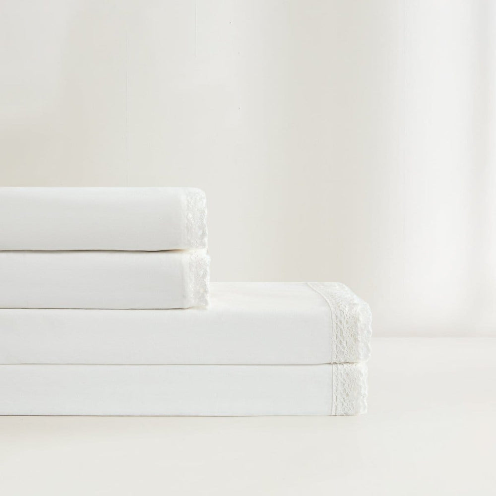 Evelyn Lace Trim Cotton Sheet Set