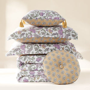 Lillian Block Print Reversible Comforter Set 5Pc
