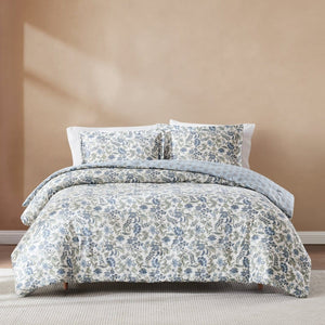 Lillian Block Print Reversible Comforter Set 3Pc