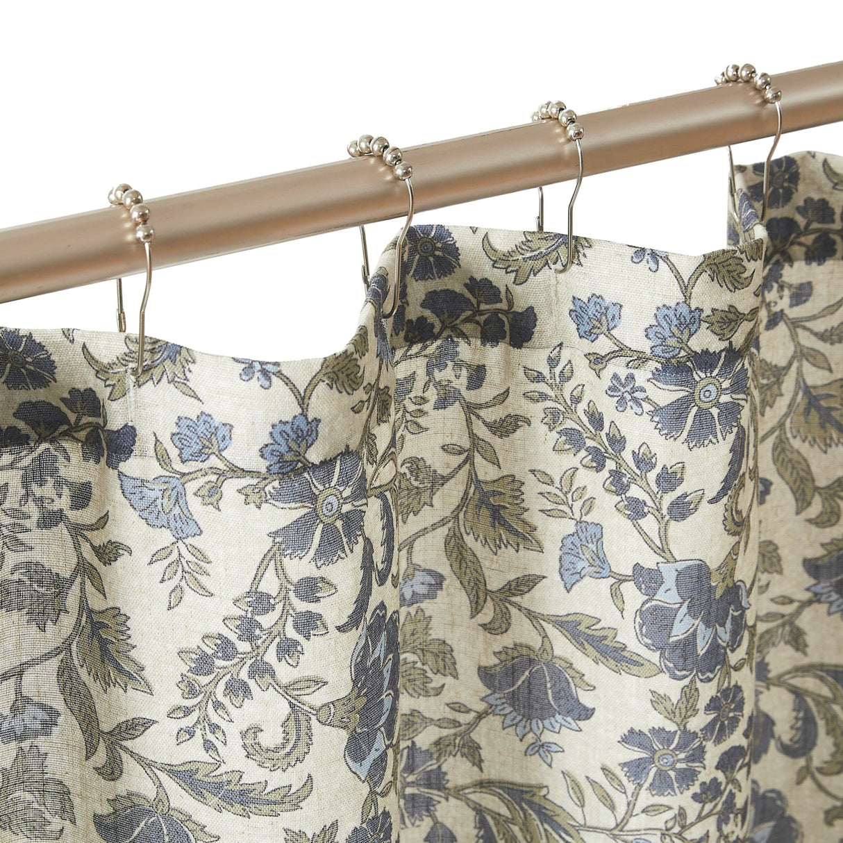 Lillian Block Print Linen Textured Shower Curtain