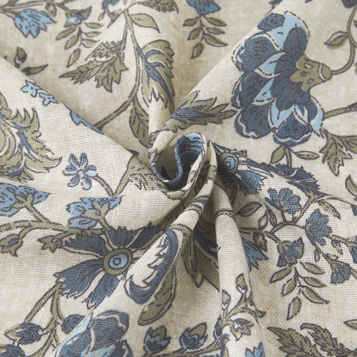 Lillian Block Print Linen Textured Shower Curtain