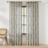 Lillian Block Print Linen Textured Window Curtain Panels