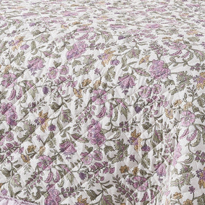 Lola Block Print Ruffle Reversible Floral Quilt Set