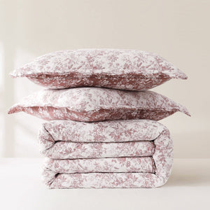 Peony Toile Reversible Cotton Quilt Set