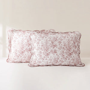 Peony Toile Reversible Cotton Quilt Set