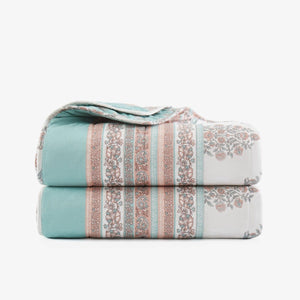 Sofia Flower Block Bouquet Reversible Cotton Throw Blanket