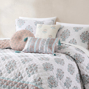 Sofia Flower Block Bouquet Reversible Quilt 6Pc Set