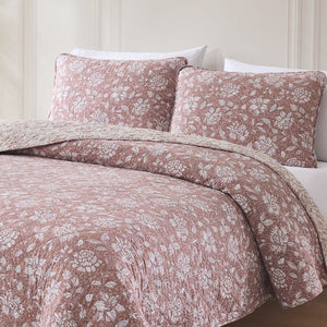 Zara Floral Block Reversible Cotton Quilt Set